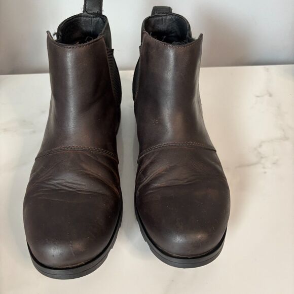 Sorel Women Emelie Lug Sole Chelsea Booties Boots Chunky Dark Brown Size 8 - Picture 5 of 9